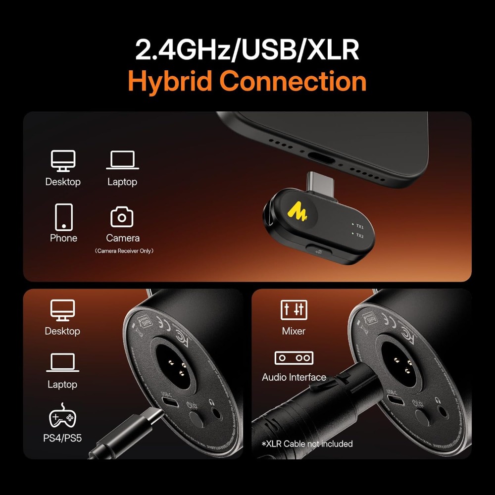 Hybrid Wireless Podcast Mic fo - Xlr Microphone Condenser のレビューと価格